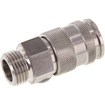 RVS DN 10 Luchtkoppeling Snelkoppeling G 1/2 inch Buitendraad - CLS10-M-S-P-012
