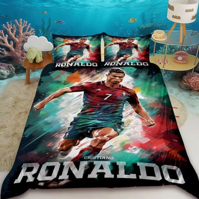 Dekbedovertrek Cr7 Voetbalster R-Ronaldo Print Beddengoed Set Dekbedovertrek Dekbed Bed Jeugd Kinderen Meisjes Jongens Cadeaus AU Single140x210cm