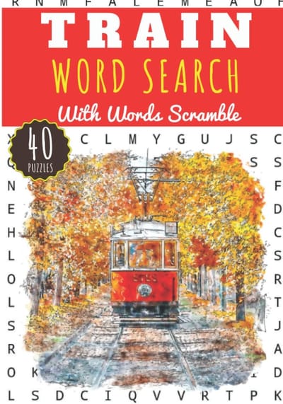 Trein Woordzoeker - Puzzelboek Spoorwegen - Hersentraining Volwassenen - 40 Uitdagende Puzzels - Groot Formaat Print