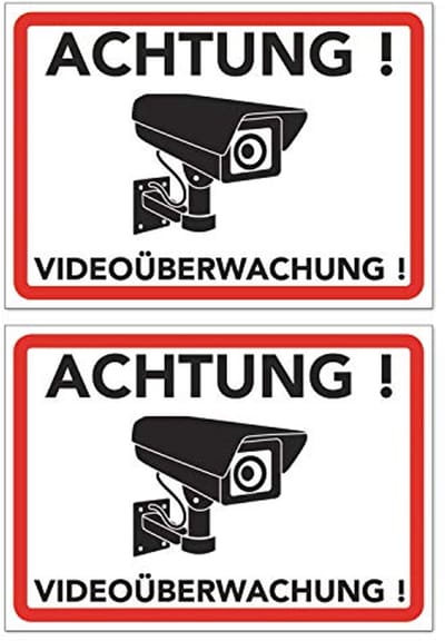 Waarschuwingsbord voor Videobewaking - Camerabewaking Schild (20 x 15 cm) - 2 Stuks