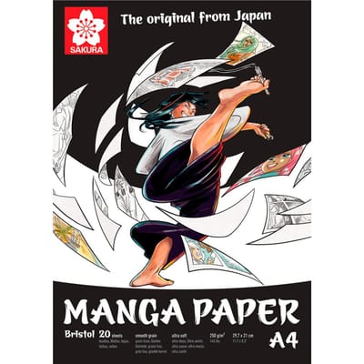 Papier à dessin - Sakura - Manga - 20 feuilles - 250 g/m² - Certifié FSC blanc