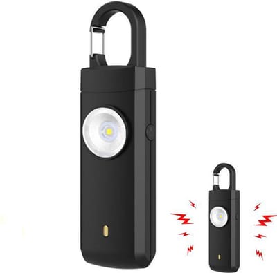 Jumalu Persoonlijk Alarm 130 dB – Veiligheidsalarm met LED Flits – Sleutelhanger Noodalarm – Draagbaar Veiligheidsalarm – Voor Ouderen, Vrouwen & Kinderen – Zwart