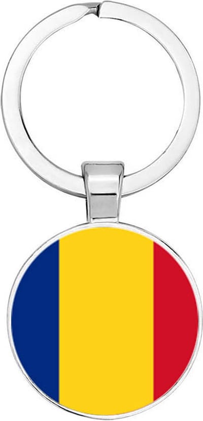 Akyol - Tsjaad vlag Sleutelhanger - tsjaad - iemand die houdt van reizen - vakantie - landen - vlag - reizigers - cadeau - geschenk - gift - kado - verassing - 2,5 x 2,5 CM