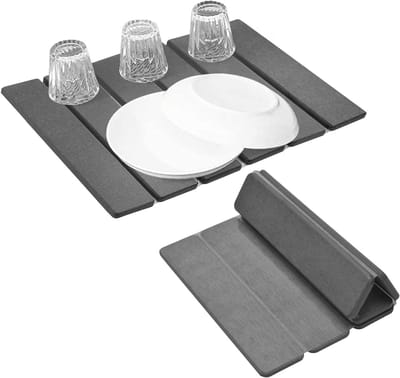 Waterabsorberende afdruipmat voor servies, 40 x 30 cm, antislip keukenmat voor efficiënt drogen