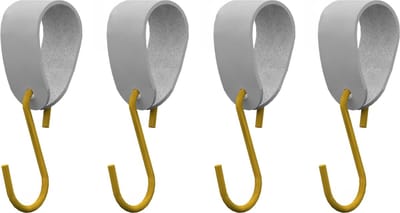 S-haakje Goud + leren hanger: LICHTGRIJS - Maat S - set van 4 (S-haakjes - kapstokhaakje - handdoekhaakje - kapstokhaak - ophanghaken - S-haken)