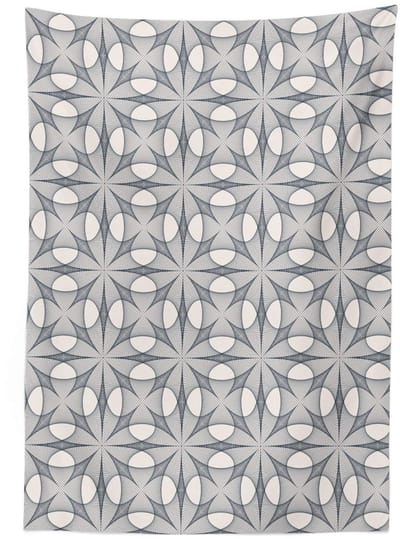 ABAKUHAUS Geometrische Tafelkleed – 140x240 cm – Ivoor/Zwart, Satijn