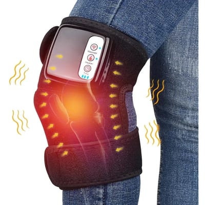 Kniemassage Elektrische Verwarming Ver Infrarood Gewrichtsfysiotherapie Elleboog Kniebeschermer Vibratiemassage Pijnverlichting voor Beenapparaat zwart