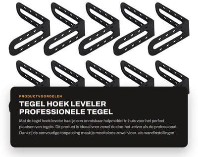 Dailygoods- Tegelhoekleveler 25 Stuks - Professionele Tegelnivelleerder - ABS Materiaal - Zwart - Dikte 1,96 mm - Perfect voor Vloer/Wand Tegels - Tegelsysteem
