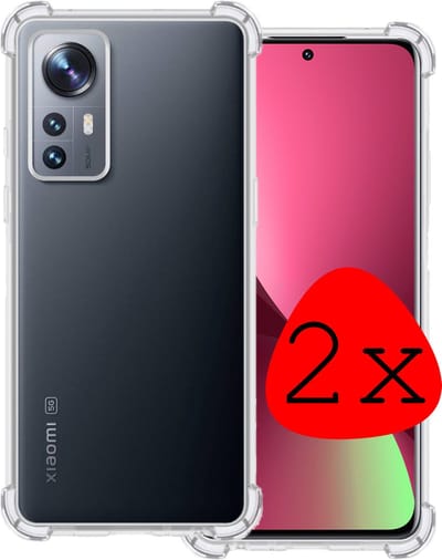 Hoesje 2 Stuks - Geschikt voor Xiaomi 12 - Sterk & Shockproof - Siliconen Case - Back Cover - Telefoon Hoes Shock Proof - Transparant