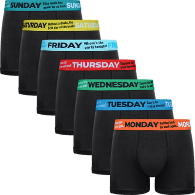 Heren Boxershorts - 7 Pack - Katoen - Maat M - Zwart - Effen - Weekdays - Ondergoed Heren - Onderbroeken Heren