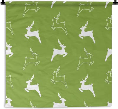 Wandkleed - Wanddoek - Hert - Groen - Patronen - 180x180 cm - Wandtapijt