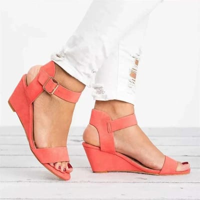 Nieuwe Zomer Dames Sandalen Mode Gespschoenen Open Teen Wedge Casual Schoenen Dames Grote Maat 43 Snoepkleur Sandalen Dames 39 watermeloen rode kleur
