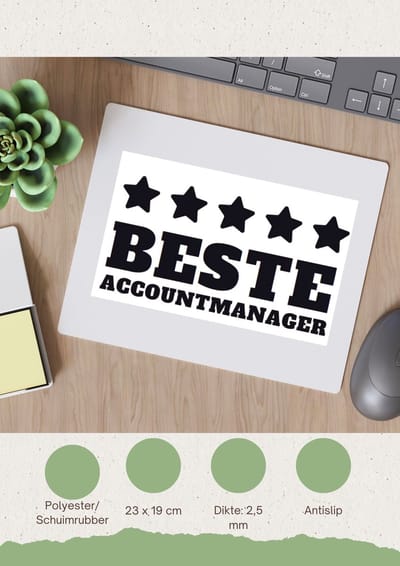 Akyol - beste accountmanager Muismat - Beste accountmanager - collega - welkom - afscheid - 23 bij 19 cm