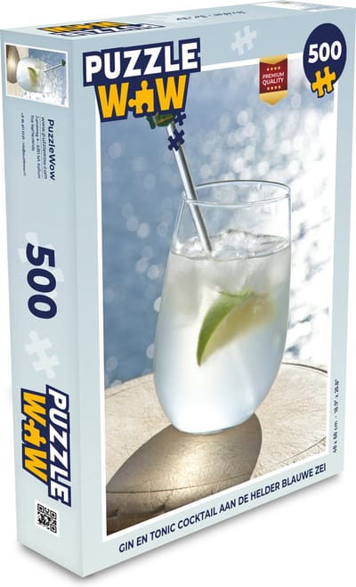Puzzel Gin en tonic cocktail aan de helder blauwe zee - Legpuzzel - Puzzel 500 stukjes