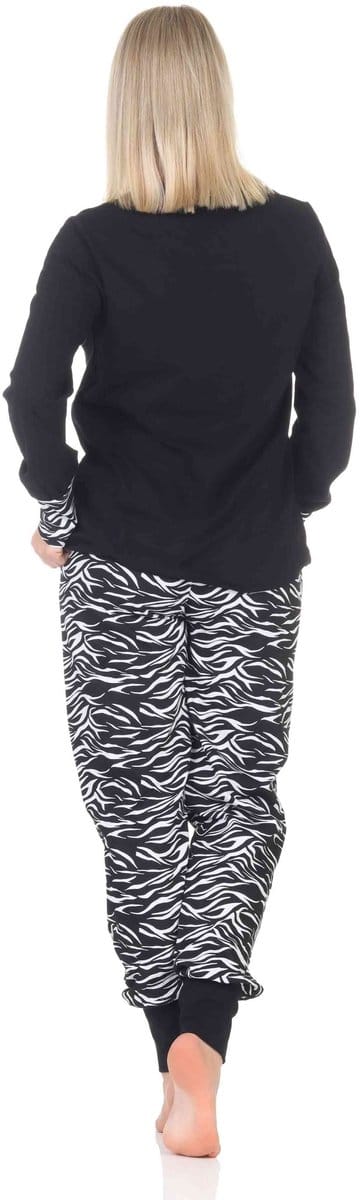 Normann damespyjama met manchetten en dierenmotief, broek in dierenprintlook