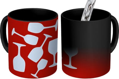 Magische Mok - Foto op Warmte Mokken - Koffiemok - Wijnglazen - Silhouetten - Wit - Magic Mok - Beker - 350 ML - Theemok