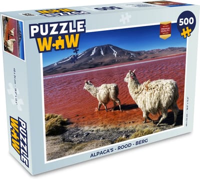 Puzzel Alpaca's - Rood - Berg - Legpuzzel - Puzzel 500 stukjes