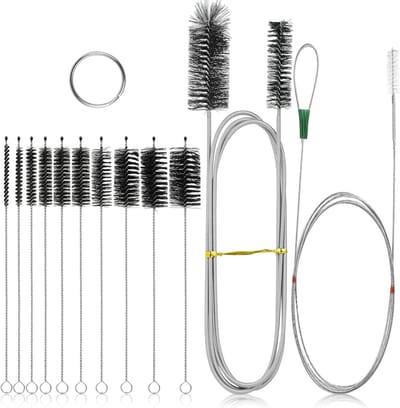 Afvoerreinigers Set - Buisborstels Slangborstels - Verstoppingen Verhelpen - 12 Delige Precisie Set - Tot 155 cm - Zwart