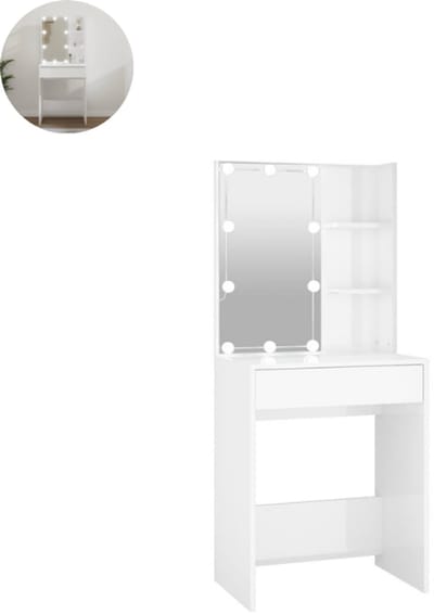 Kaptafel - Make up tafel - Make up - Toilettafel -Met lades - 60x40x140 cm - Hoogglans Wit