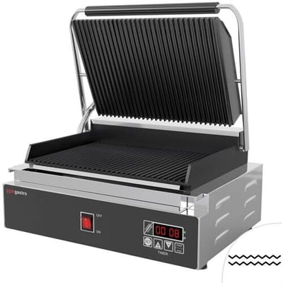 GGM Gastro Zubereitungstisch - 1210mm - 1 Tür & 2 Schubladen - für 9x GN 1/6 - inkl. Digitalem Kontaktgrill Zilver