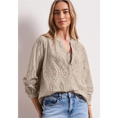 Blouse met gespleten hals en Shiffley-patroon