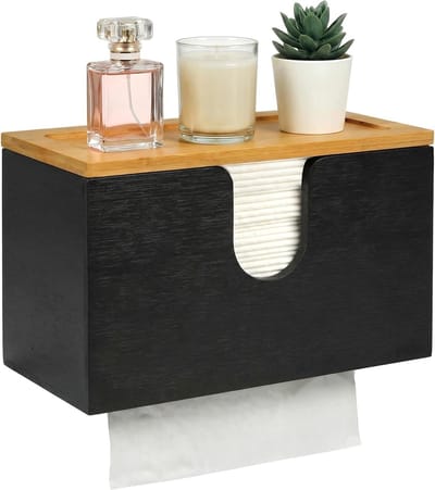 Papieren Handdoekdispenser voor Wand- of Tafelmontage, 27.5 x 16 x 13 cm, Geschikt voor C/Z/V & H2 Handdoeken met Magnetische Deksel als Plank - Zwart, Ideaal voor Keuken en Badkamer