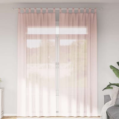 vidaXL - Gordijnen - voile - met - lussen - 2 - st - 140x260 - cm - lichtroze