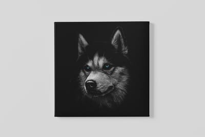 Vierkant Canvas Schilderij - Hond - Husky - Dieren - Print op Canvas - 40x40x2 cm