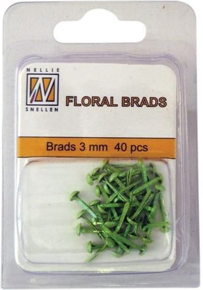 Nellie Snellen Floral Glitter Brads 3mm - 40stuks - Groen