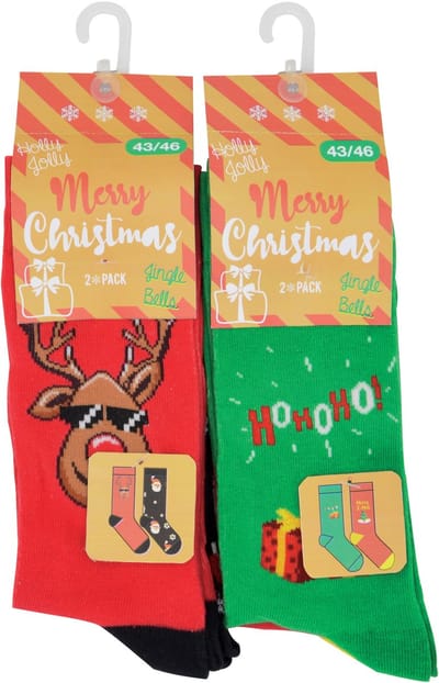 Happy Deer Socks - kerstsokken mannen - 4 paar - maat 39/42 - hoogwaardige katoen