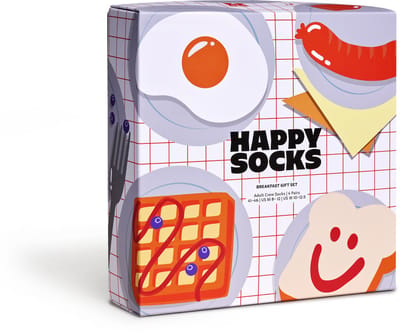 Happy Socks 4paar sokken - Heren & Dames - Maat 36-40 - Eten, ontbijt, koffie