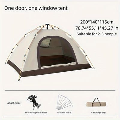 Volledig Automatische Snel Openende Tent, Waterdichte Draagbare Tent Voor Buiten Kamperen Picknick 200*140*115CM beige