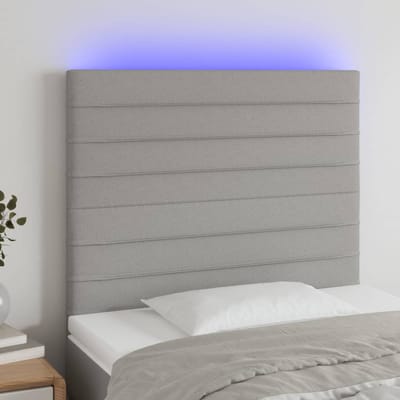 vidaXL - Hoofdbord - LED - 80x5x118/128 - cm - stof - lichtgrijs