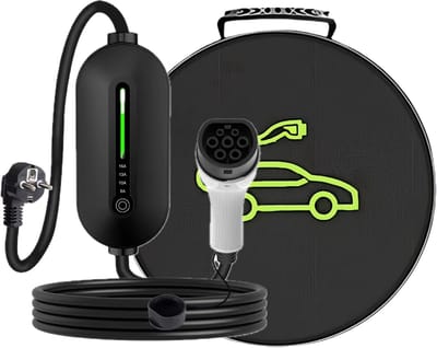 Mobiele thuislader Type 2 vanaf stopcontact – 5 meter – 3,7 kW 16A – IP66 – Instelbare laadstroom (8/10/13/16A) – Schuko – Inclusief tas – Zwart – laadkabel Type 2
