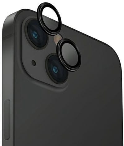 UNIQ Optix Serie - Gehard Glas voor iPhone 15 - Zwart - Aluminium Cameralensbeschermer - Met Applicator