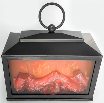 Sfeerhaard/open haard - lantaarn - met led verlichting - L18 x H18 cm - elektrische haarden