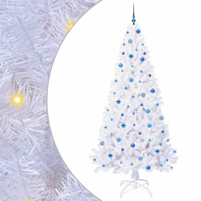 vidaXL - Kunstkerstboom - met - 300 - LED - Wit - 240 - cm - PVC - en - Staal
