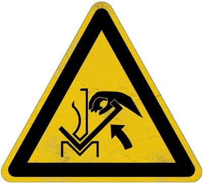 Handverbrijzeling waarschuwingsbord - W031 | Sign Again materiaal | 15 cm