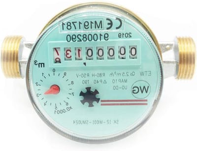 Watermeter Woning - Waterklok Meter - Waterverbruik Meten - Draaibare Teller - 3/4 inch - Zwart