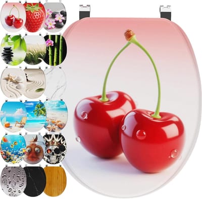 Toiletbril Softclose - Toiletdeksel Ovaal - Stil Sluiten - Eenvoudige Montage - 46x37 cm - Kersen
