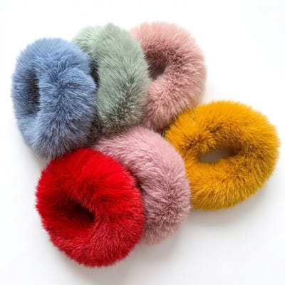 Set van 6 pluizige scrunchies dames – zachte faux fur haar elastiekjes – fluffy haar accessoires – diverse opvallende kleuren – 6 stuks