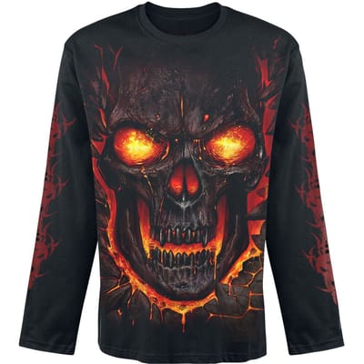 Spiral - Gothic Shirt met lange mouwen - Skull Lava - XL - voor Mannen - zwart