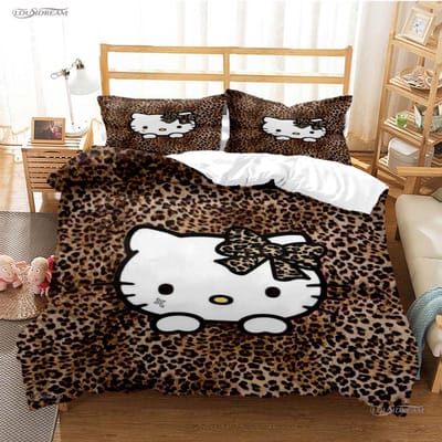 Hellokitty Cartoon Anime Vier Seizoenen Dekbedovertrek Dekbed Beddengoed Sets Zachte Dekbedhoes En Kussenslopen Enkel/Dubbel/Queen/King US Full(200*230cm)3pcs