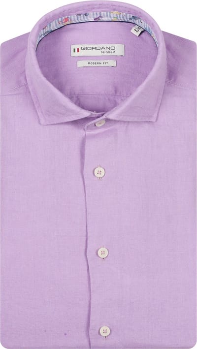 Giordano – Row – Heren – Linnen – Modern fit – Overhemd – Paars – 617810-40