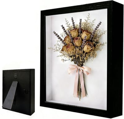 Diepe Fotolijst 30 x 40 cm voor 3D Objecten met Transparante Acrylplaat, Ideaal voor Souvenirs en Trouwringen, Zwart Design