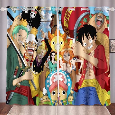 Monkey D Luffy Home Cartoon Gordijn One Piece Schattige Print Lichtfilterende Gordijnen Woonkamer Slaapkamer Hitte- en Zonbescherming 280x180cm