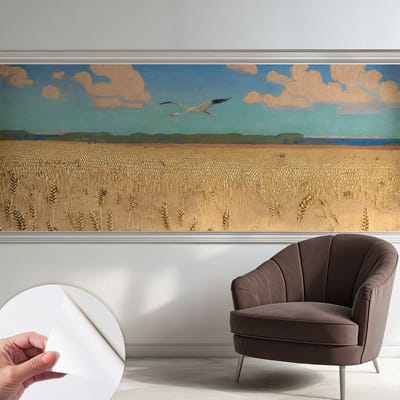 Coloray Zelfklevend Behang - Tarweveld Stickerbehang op rol - 250x104 cm - Wit Zelfklevend Behang - Voor de woonkamer, slaapkamer en kantoor - Peel-and-stick techniek - Zelfklevend fotobehang