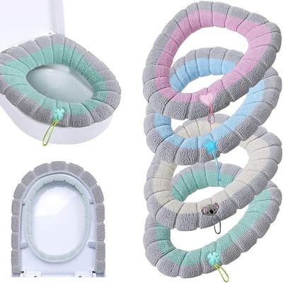 4 Stuks - Wcbrilhoes - Universele Toiletbril Hoes - WC Bril Cover - Brilhoes - Polyester - beige,roze,groen,blauw - 35*35cm