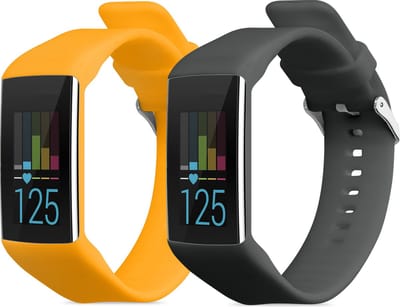 kwmobile 2x horlogebandjes geschikt voor Polar A360 / A370 bandje - Smartwatch bandjes van TPU - Activity tracker horloge band in grijs / oranje