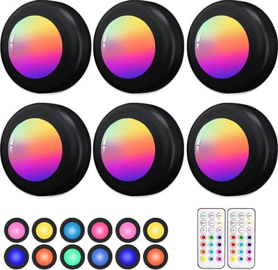 ibettertec - 6 stuks LED kast wand nacht lamp - verlichting - 16 kleuren inclusief afstandbieding - nachtlampje - woonkamer slaapkamer - Trapverlichting draadloos - op batterijen